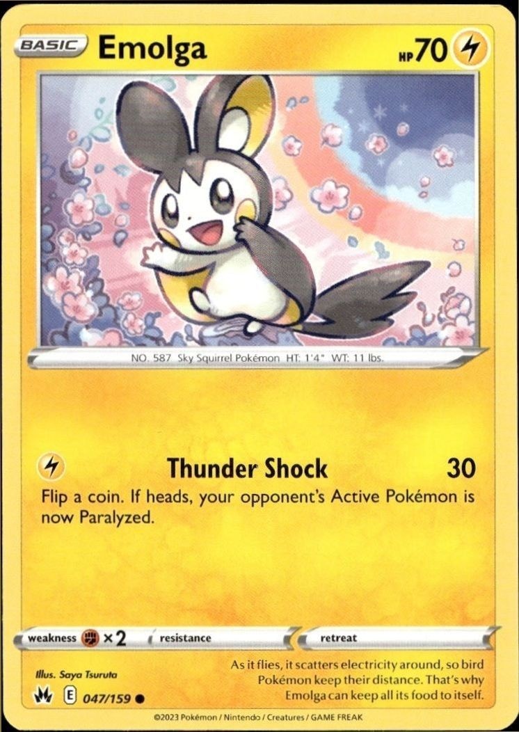 2023 Pokémon Crown Zenith Emolga #047/159 trading card