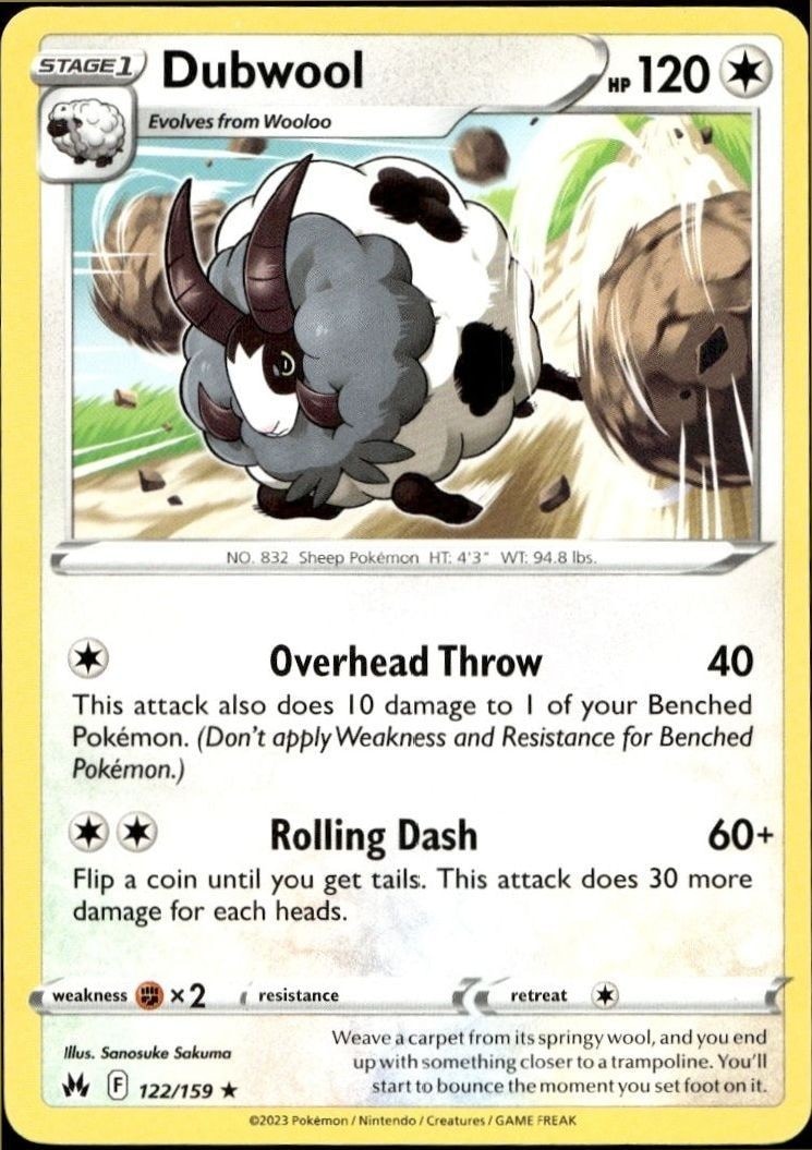 2023 Pokémon Crown Zenith Dubwool #122/159 trading card