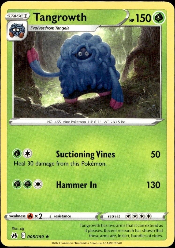 2023 Pokémon Crown Zenith Tangrowth #005/159 trading card