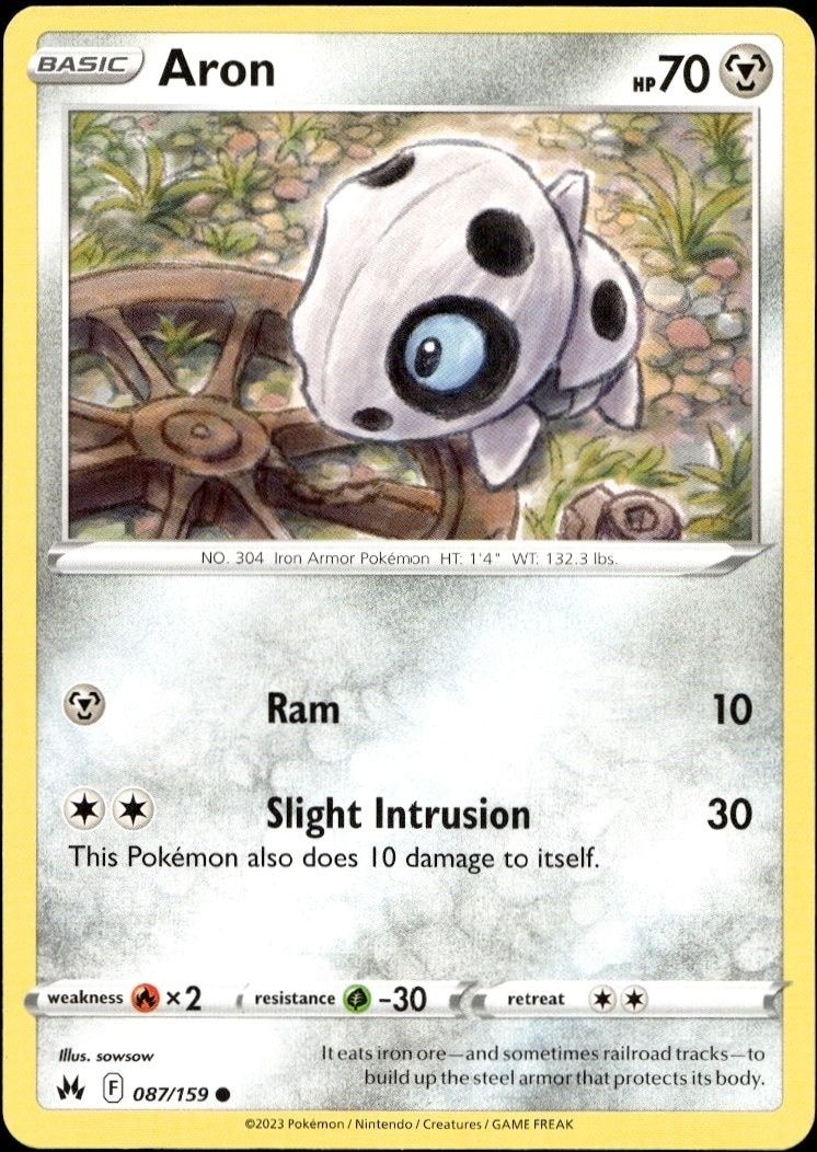 2023 Pokémon Crown Zenith Aron #087/159 trading card