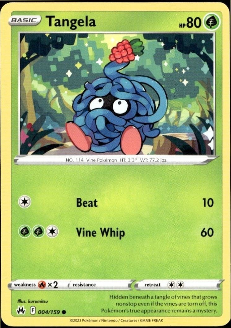 2023 Pokémon Crown Zenith Tangela #004/159 trading card
