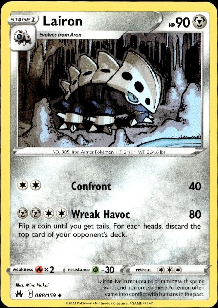 2023 Pokémon Crown Zenith Lairon #088/159 trading card