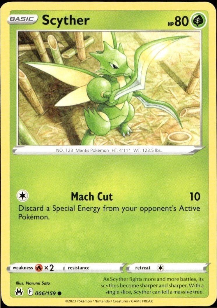 2023 Pokémon Crown Zenith Scyther #006/159 trading card