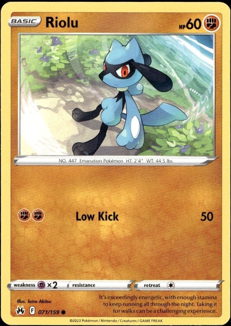 2023 Pokémon Crown Zenith Riolu #071/159 trading card