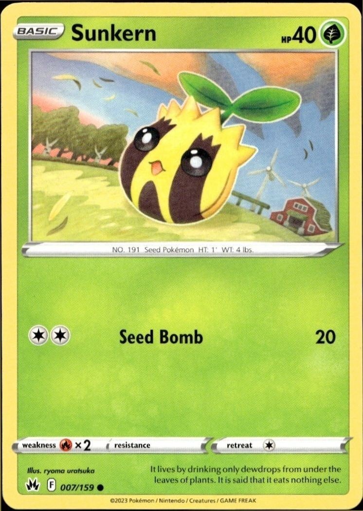 2023 Pokémon Crown Zenith Sunkern #007/159 trading card