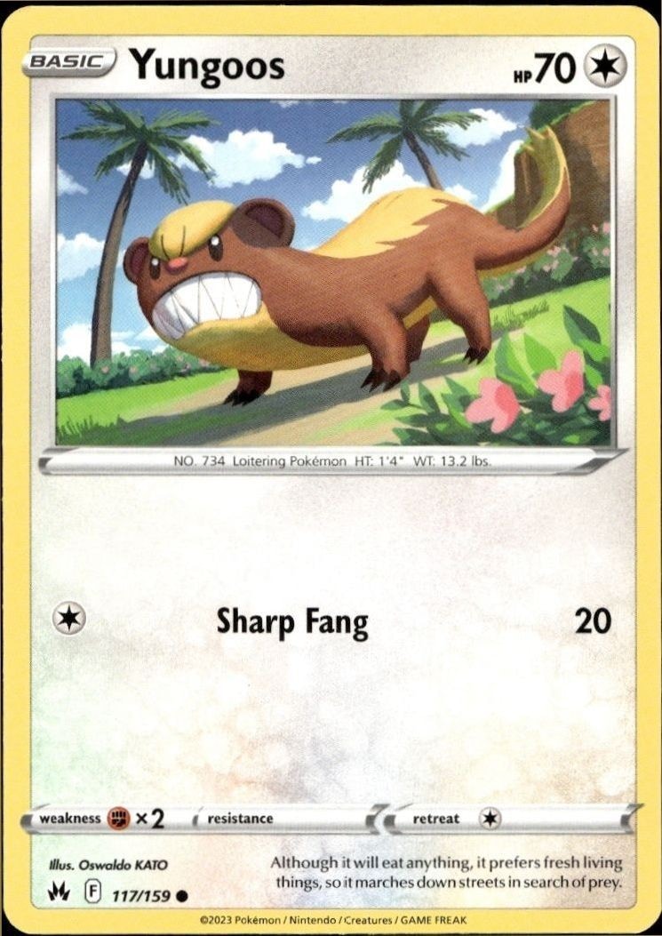 2023 Pokémon Crown Zenith Yungoos #117/159 trading card