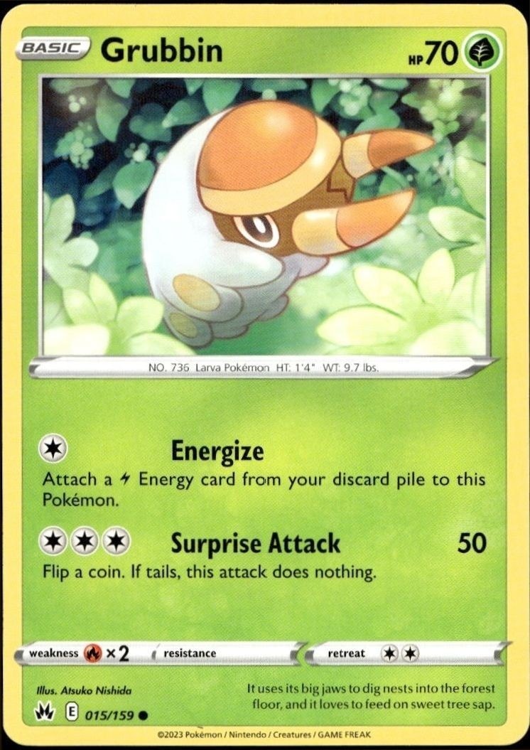 2023 Pokémon Crown Zenith Grubbin #015/159 trading card