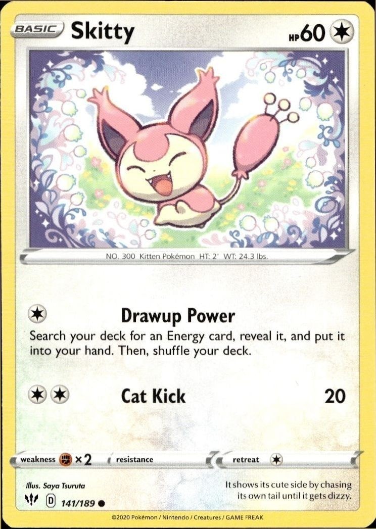 2020 Pokémon Darkness Ablaze Skitty #141/189 trading card
