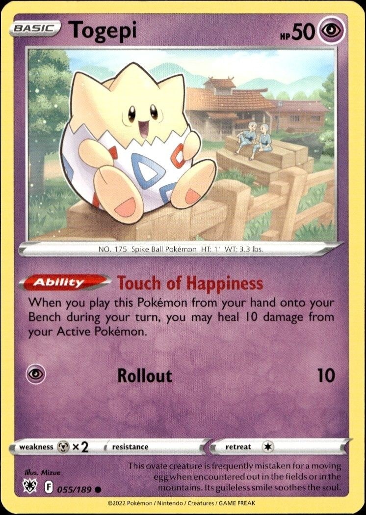 2022 Pokémon Astral Radiance Togepi #055/189 Pokémon card front