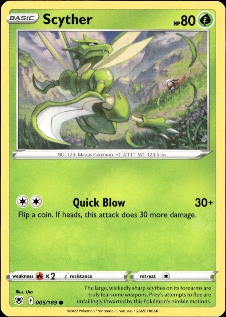 2022 Pokémon Astral Radiance Scyther #005/189 trading card