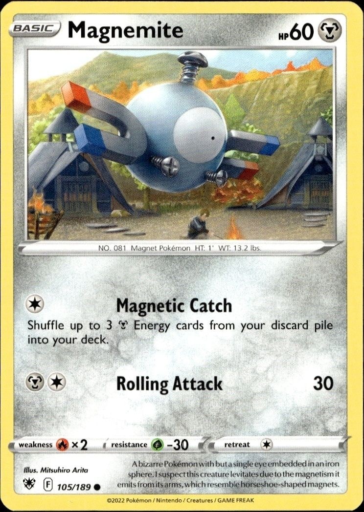 2022 Pokémon Astral Radiance Magnemite #105/189 Pokémon card front