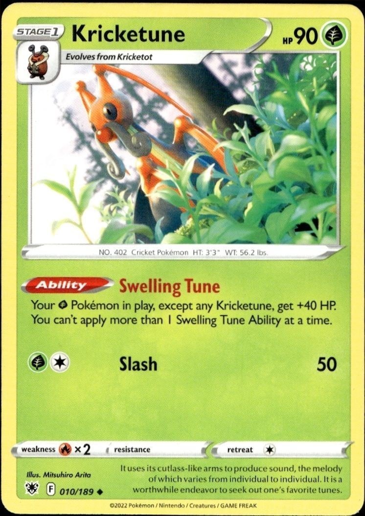 2022 Pokémon Astral Radiance Kricketune #010/189 Pokémon card front