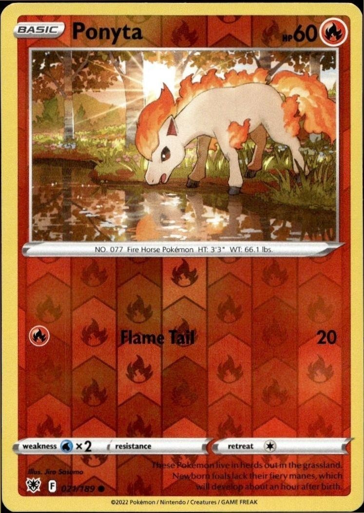 2022 Pokémon Astral Radiance Ponyta #021/189 trading card