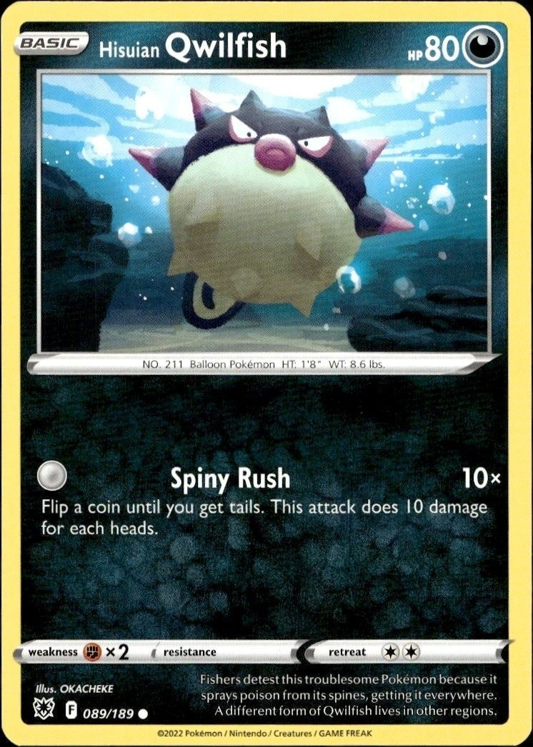 2022 Pokémon Astral Radiance Hisuian Qwilfish #089/189 Pokémon card front