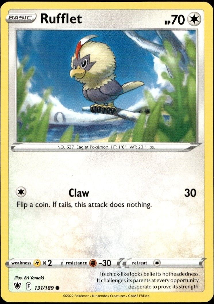 2022 Pokémon Astral Radiance Rufflet #131/189 Pokémon card front