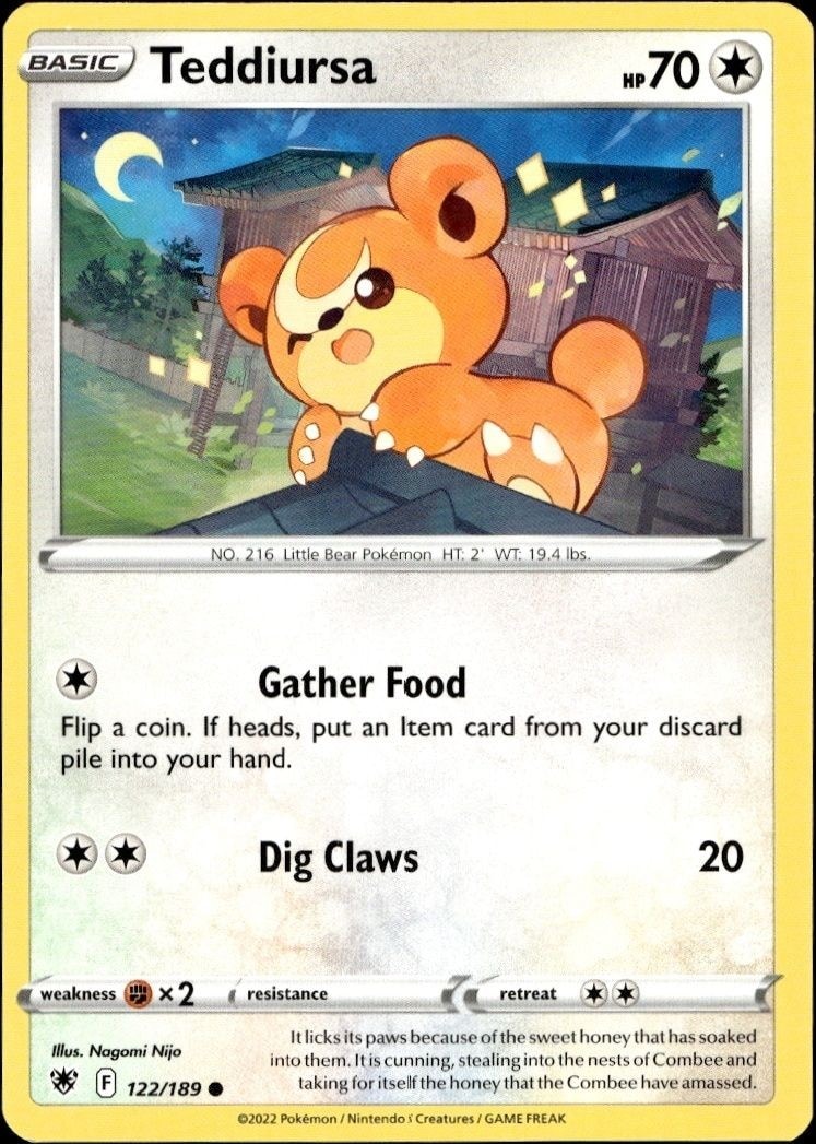 2022 Pokémon Astral Radiance Teddiursa #122 Pokémon card front