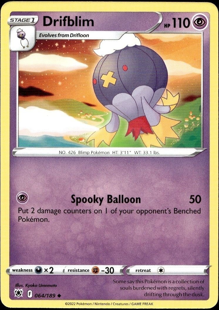 2022 Pokémon Astral Radiance Drifblim #064/189 Pokémon card front