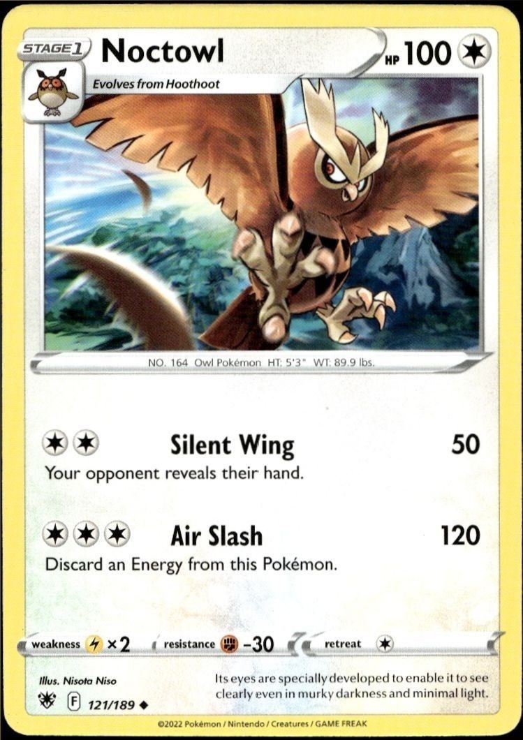 2022 Pokémon Astral Radiance Noctowl #121/189 Pokémon card front
