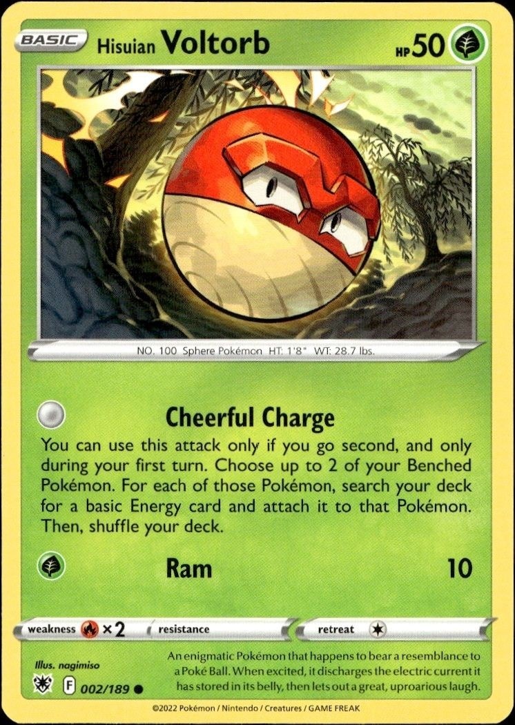 2022 Pokémon Astral Radiance Hisuian Voltorb #002/189 trading card