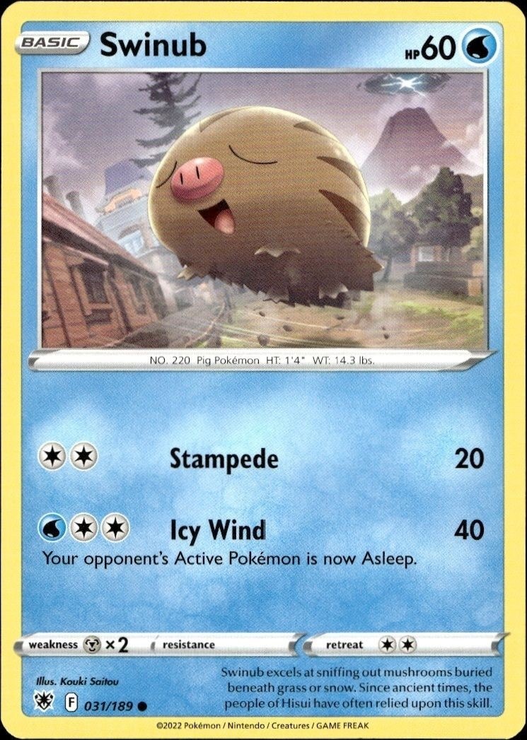 2022 Pokémon Astral Radiance Swinub #31 Pokémon card front