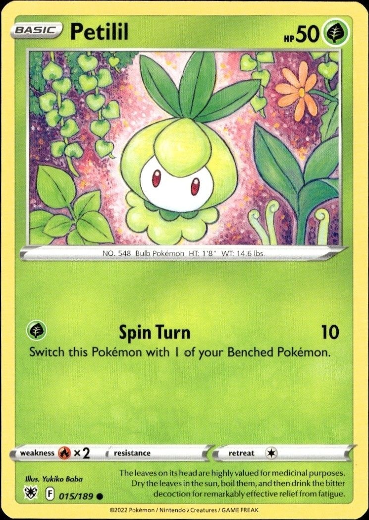 2022 Pokémon Astral Radiance Petilil #015/189 Pokémon card front