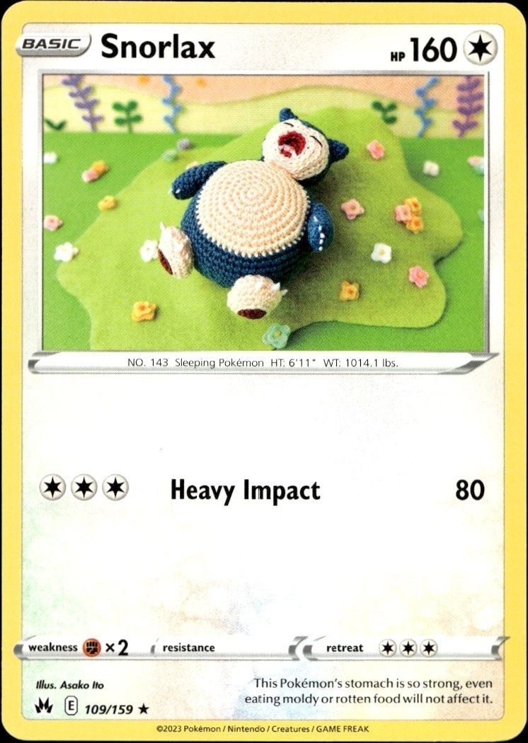2023 Pokémon Crown Zenith Snorlax #109/159 trading card