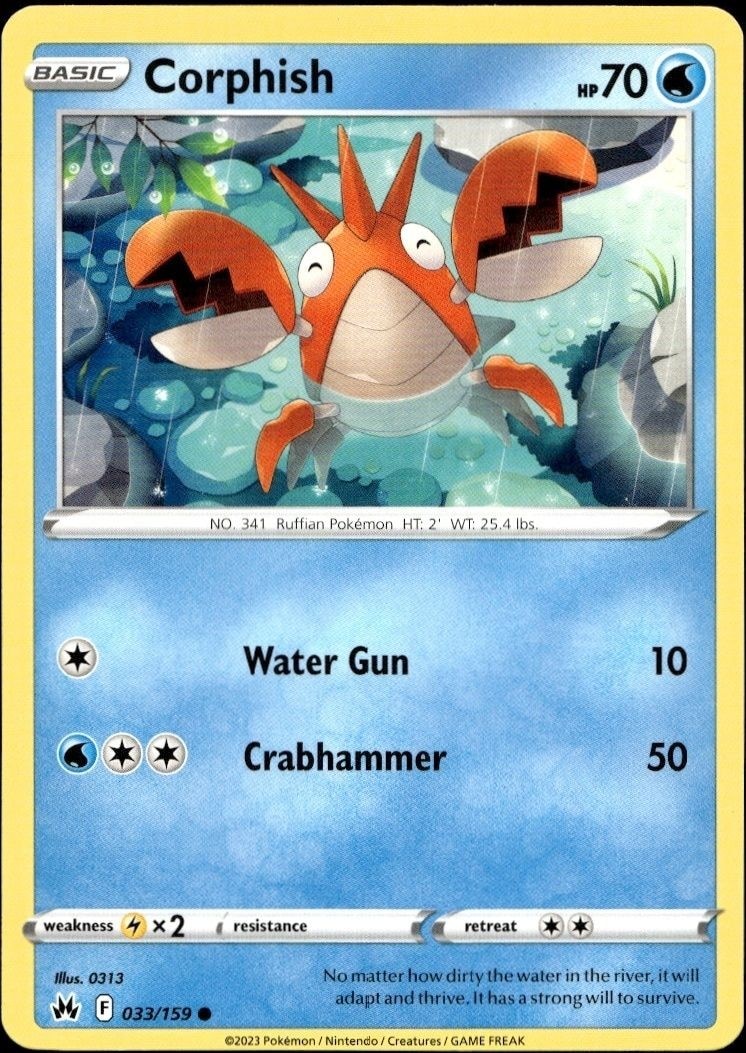 2023 Pokémon Crown Zenith Corphish #033/159 trading card