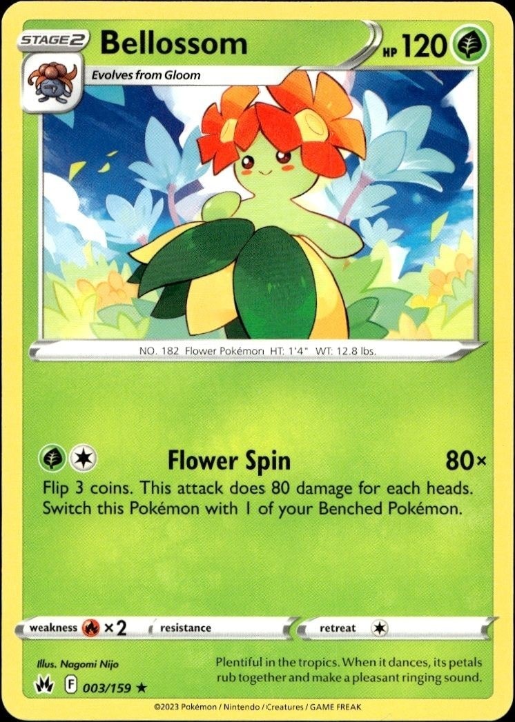 2023 Pokémon Crown Zenith Bellossom #003/159 Pokémon card front