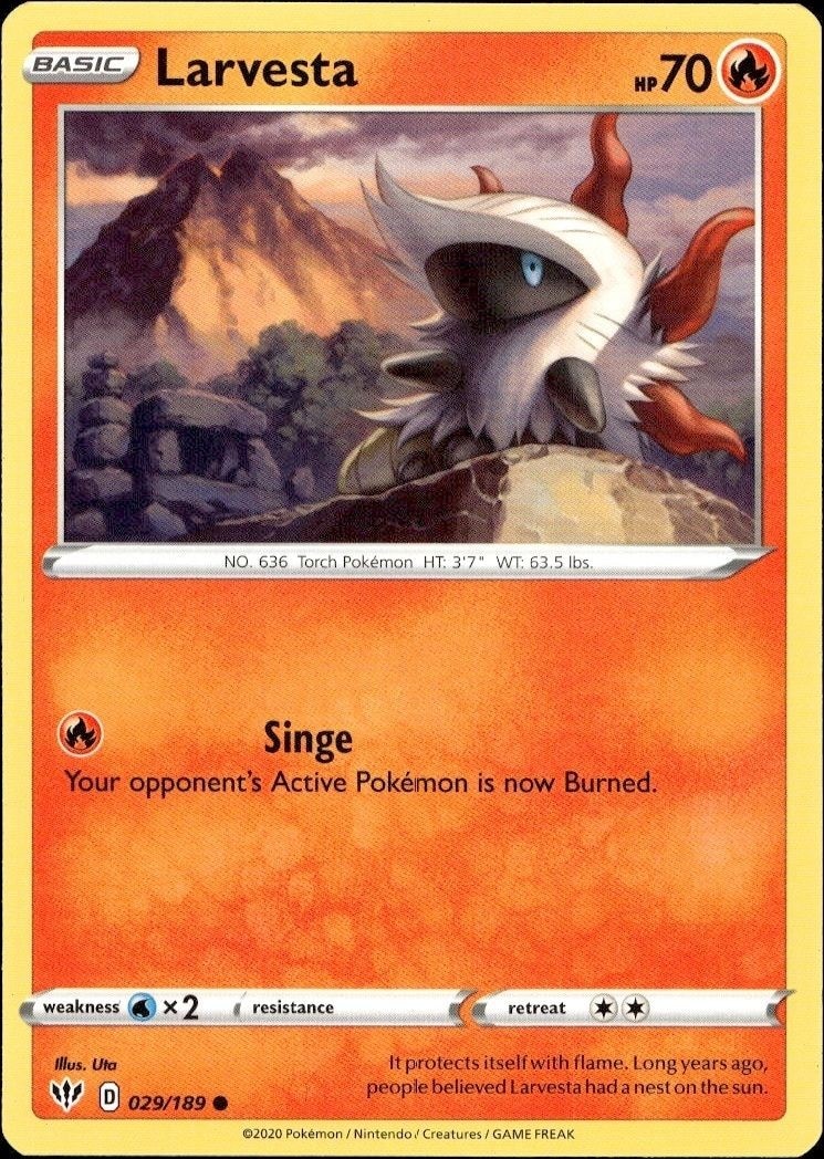 2020 Pokémon Darkness Ablaze Larvesta #029/189 trading card