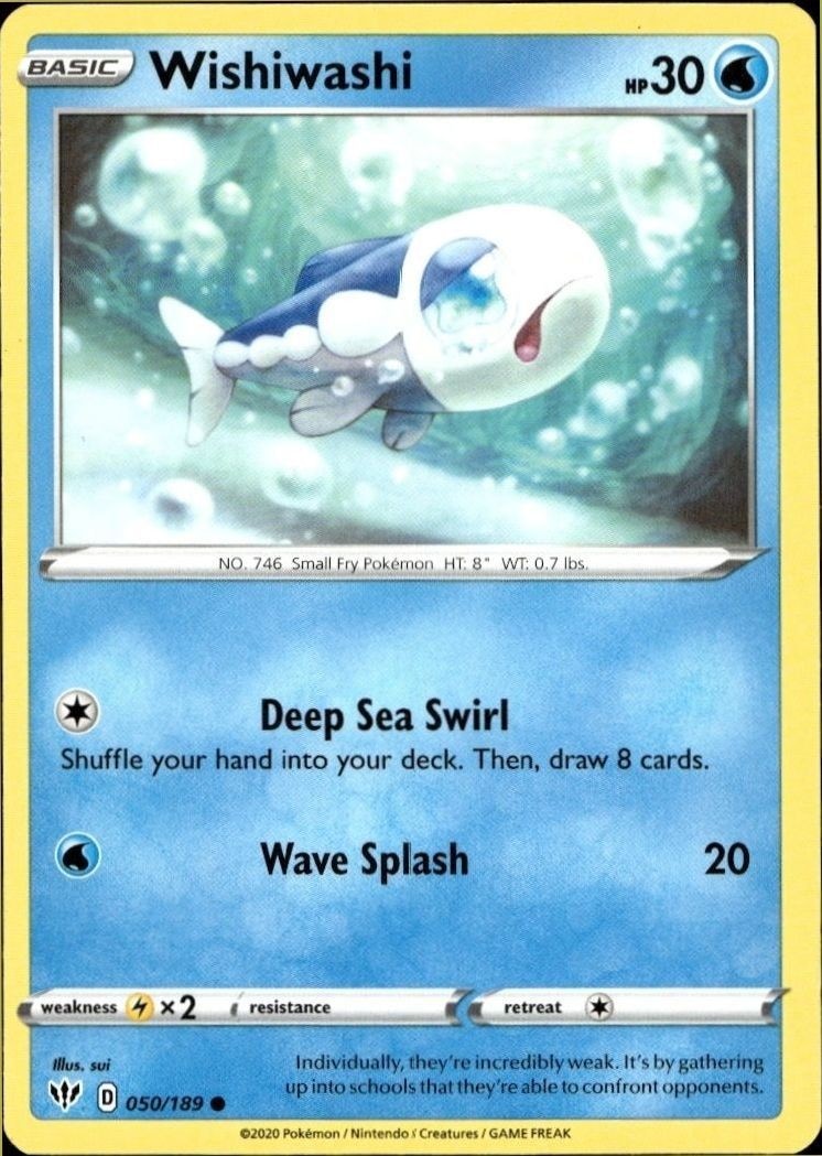 2020 Pokémon Darkness Ablaze Wishiwashi #050/189 trading card