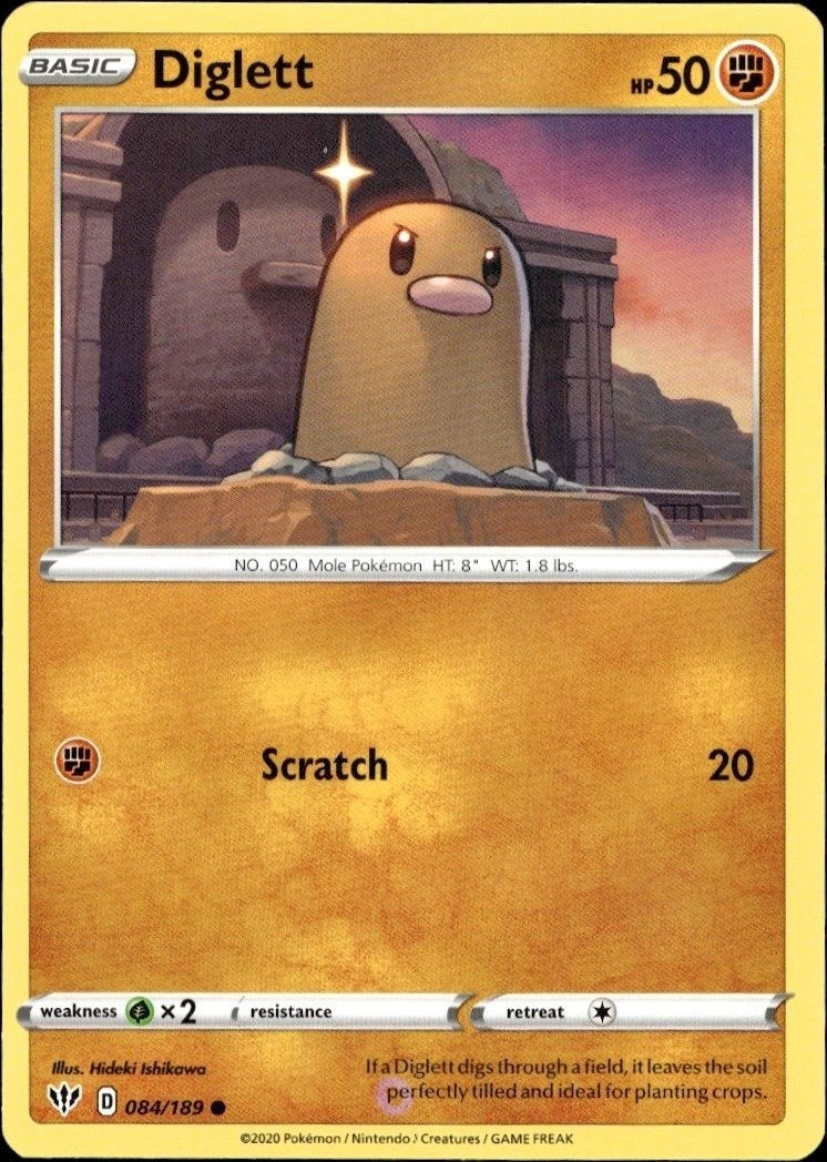 2020 Pokémon Darkness Ablaze Diglett #084/189 trading card