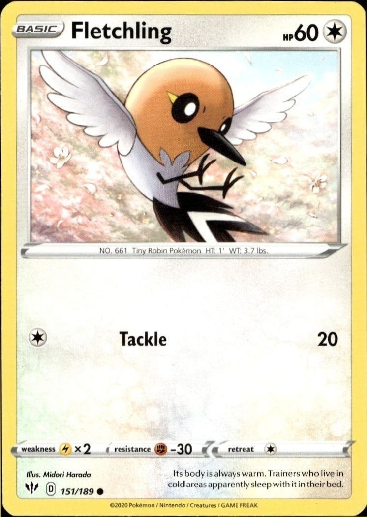2020 Pokémon Darkness Ablaze Fletchling #151/189 trading card