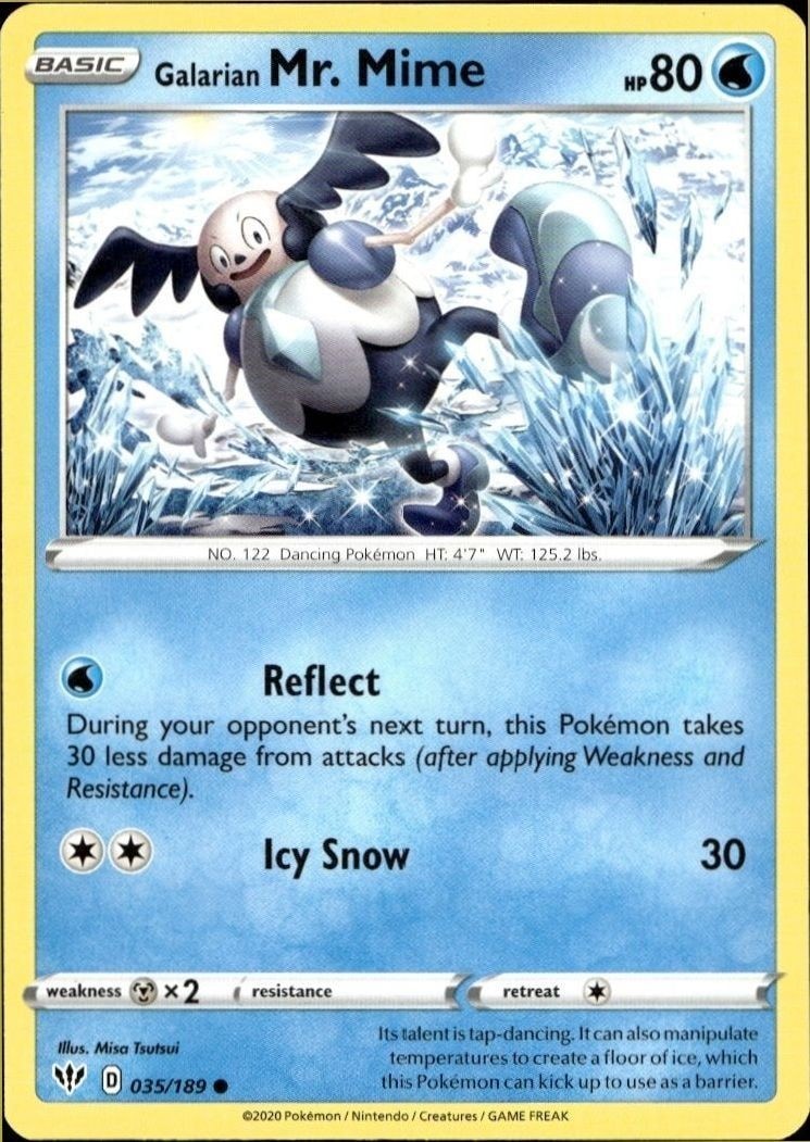 2020 Pokémon Darkness Ablaze Galarian Mr. Mime #035/189 Pokémon card front