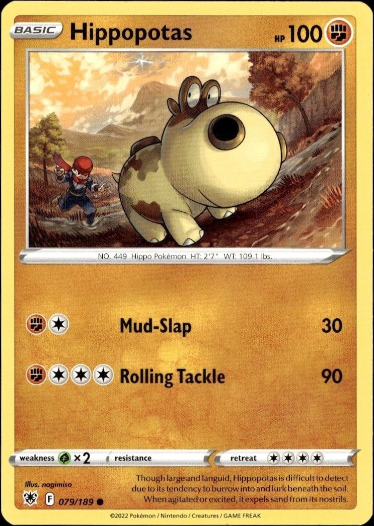 2022 Pokémon Astral Radiance Hippopotas #079/189 Pokémon card front