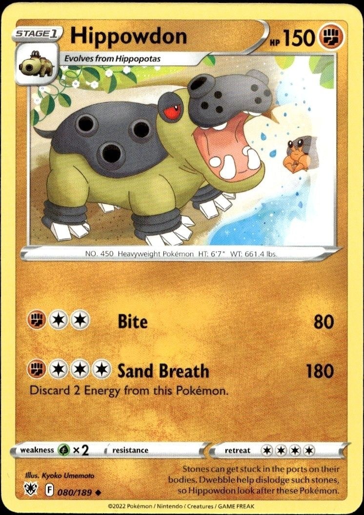 2022 Pokémon Astral Radiance Hippowdon #080/189 Pokémon card front