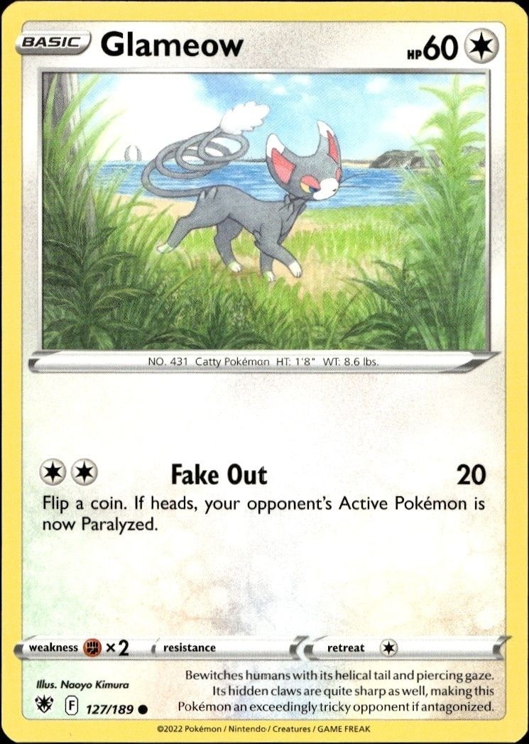 2022 Pokémon Astral Radiance Glameow #127/189 Pokémon card front