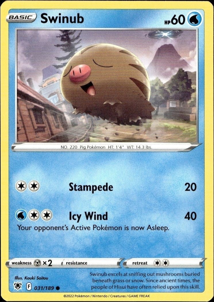 2022 Pokémon Astral Radiance Swinub #031/189 Pokémon card front