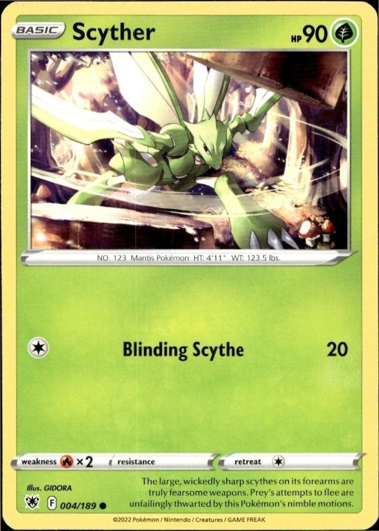 2022 Pokémon Astral Radiance Scyther #004/189 trading card