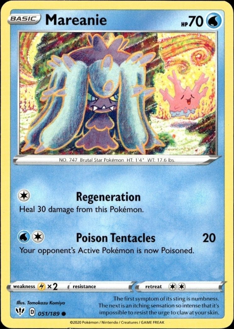 2020 Pokémon Darkness Ablaze Mareanie #051/189 trading card