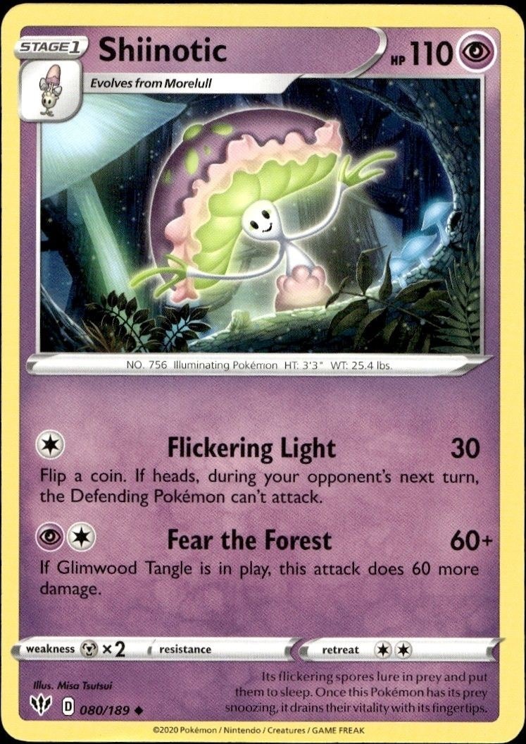 2020 Pokémon Darkness Ablaze Shiinotic #080/189 trading card