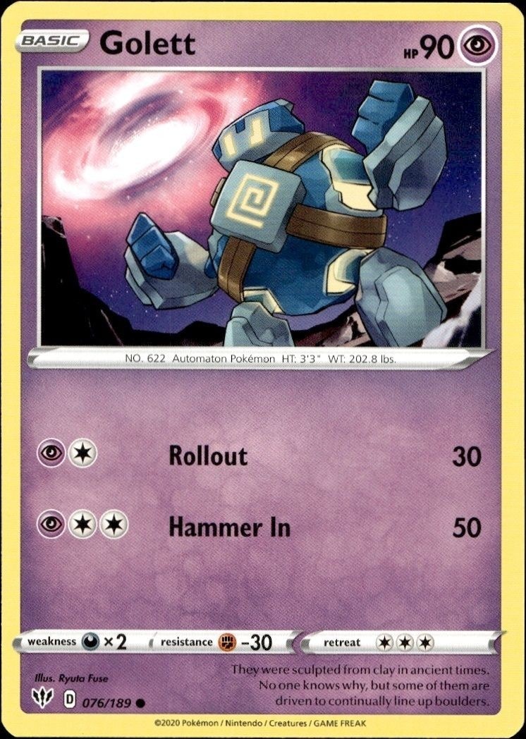 2020 Pokémon Darkness Ablaze Golett #076/189 trading card