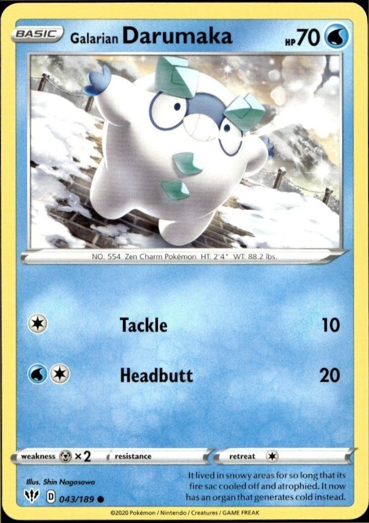 2020 Pokémon Sword & Shield Galarian Darumaka #043/202 trading card