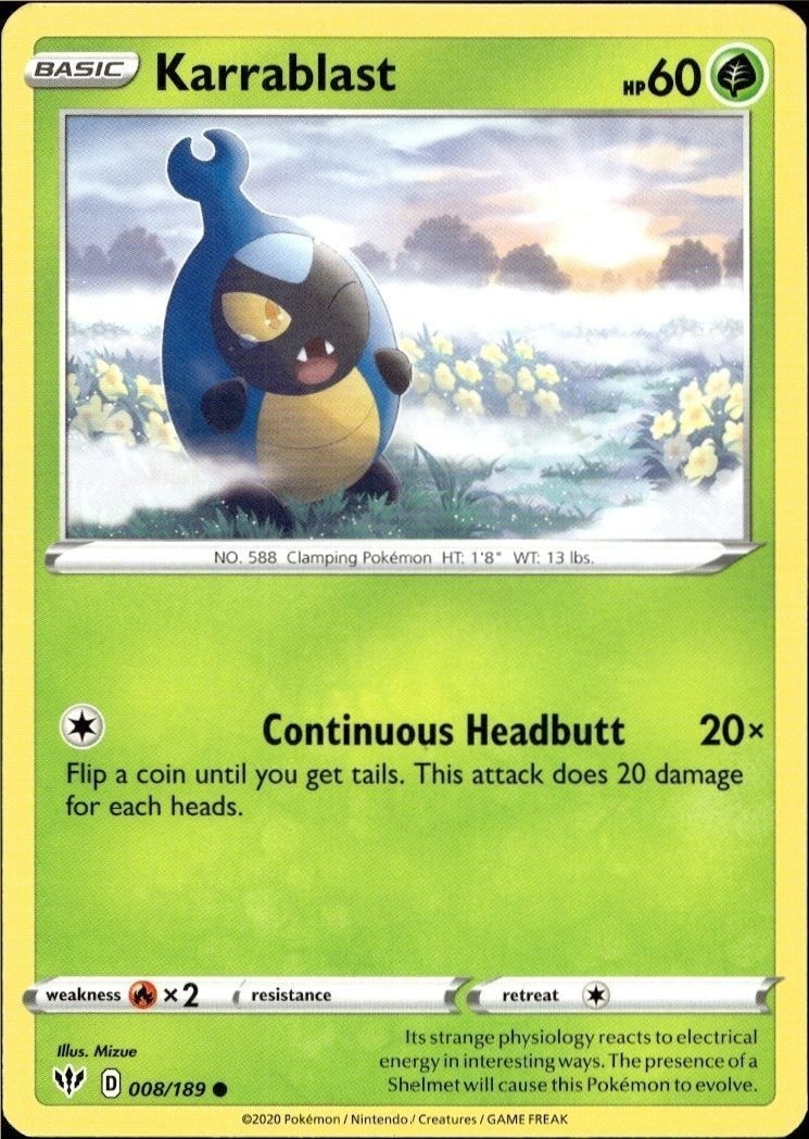 2020 Pokémon Darkness Ablaze Karrablast #008/189 trading card