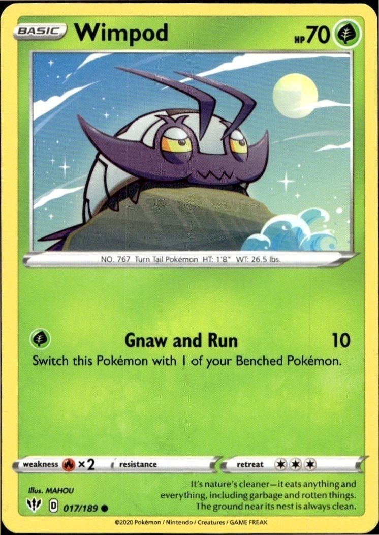 2020 Pokémon Darkness Ablaze Wimpod #017/189 trading card