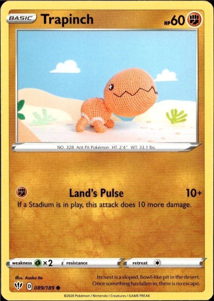 2020 Pokémon Darkness Ablaze Trapinch #089/189 trading card