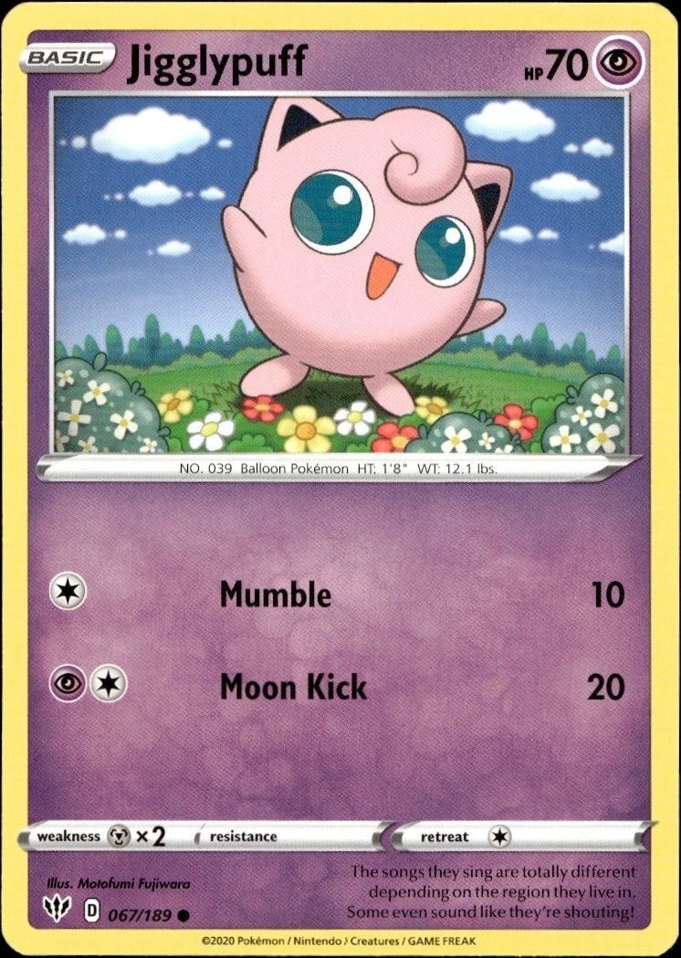2020 Pokémon Darkness Ablaze Jigglypuff #067/189 trading card