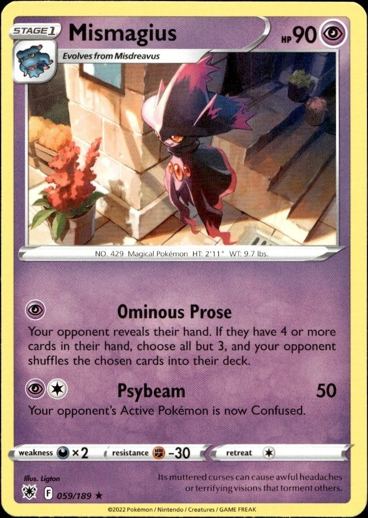 2022 Pokémon Astral Radiance Mismagius #059/189 Pokémon card front