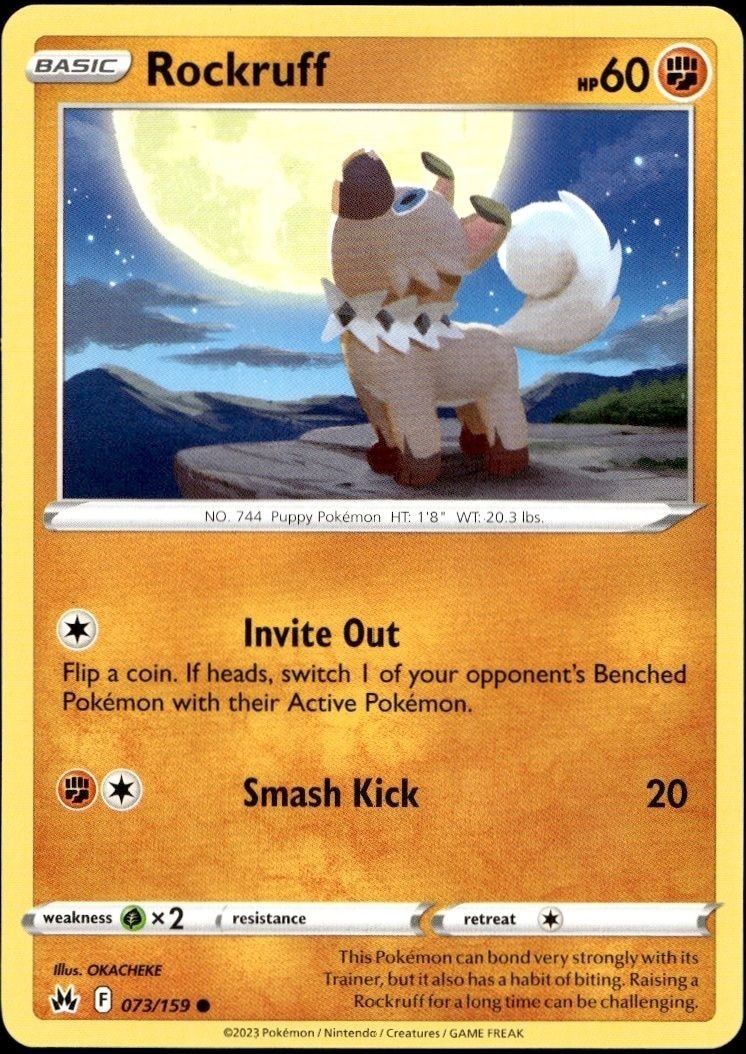2023 Pokémon Crown Zenith Rockruff #073/159 Pokémon card front