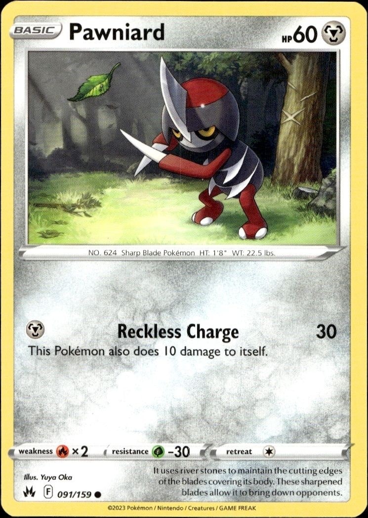 2023 Pokémon Crown Zenith Pawniard #091/159 trading card