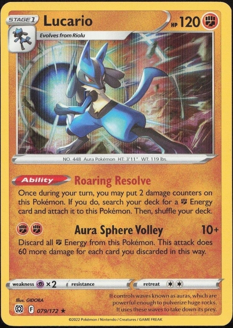 2022 Pokémon Brilliant Stars Lucario #079/172 trading card